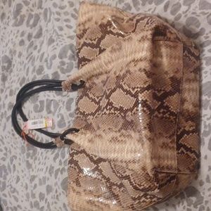 DILLARD'S LDT Faux Snakeskin Leather Handbag Large NWT $398